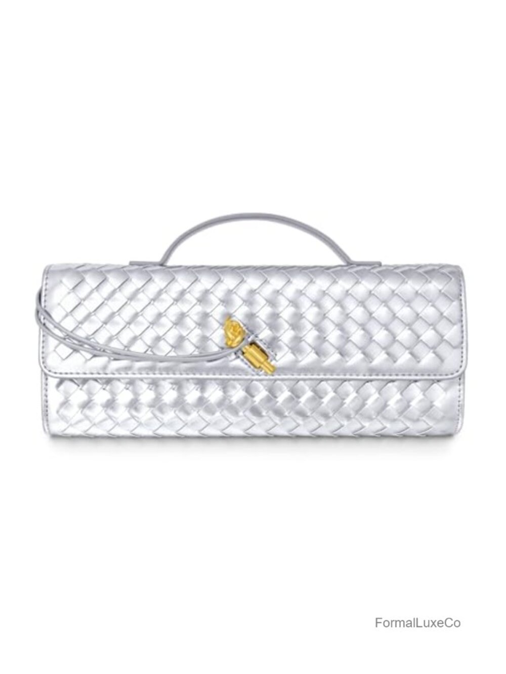 Woven Faux Leather Evening Clutch Crossbody Bag with Adjustable Strap
